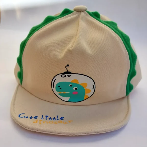 کلاه لبه دار نوزادی مدل دایناسورکوچولو رنگ کرم 118-200