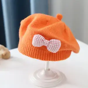 کلاه فرانسوی بچهگانه طرح پاپیون رنگ نارنجی کد124-300