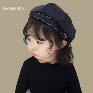 کلاه فرانسوی بچهگانه ساتن رنگ مشکی کد 140-300