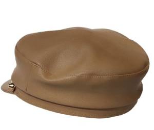 کلاه ملوانی چرم زنانه رنگ قهوه ای کد 101-400